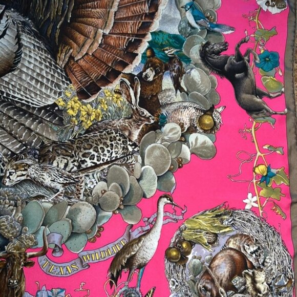 Vintage Hermes Faune Et Flore Du Texas Wildlife Silk Scarf by Kermit Oliver 90c - Picture 4 of 16